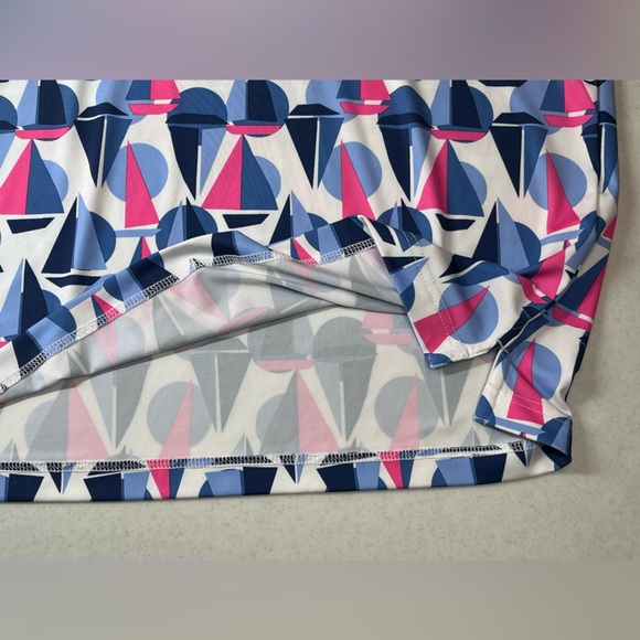 Roundtree & Yorke Performance Men’s Polo. Pink & Blue Sailboats. Size XL. - Picture 7 of 9